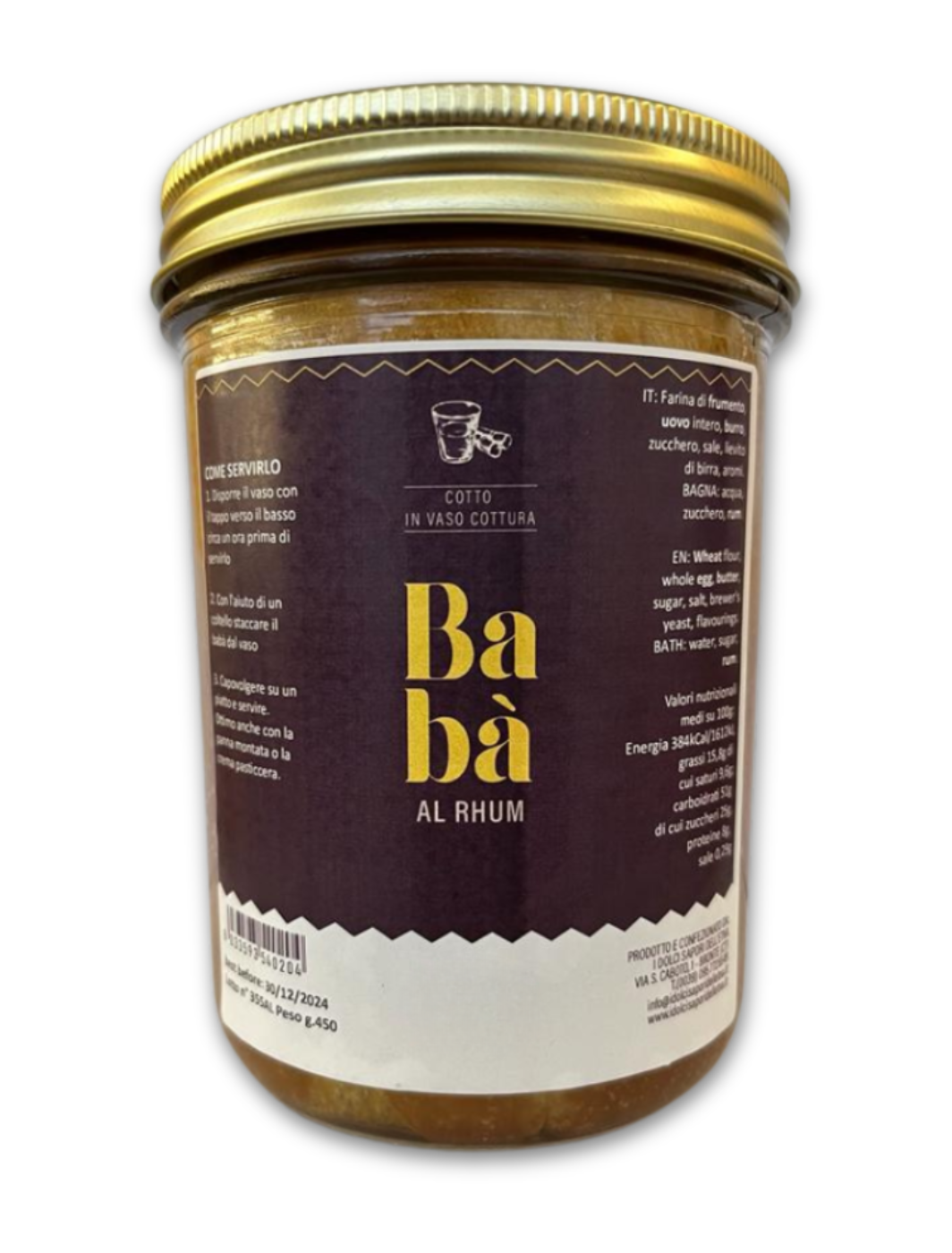 Babà al rhum in vasocottura. Prodotti siciliani.