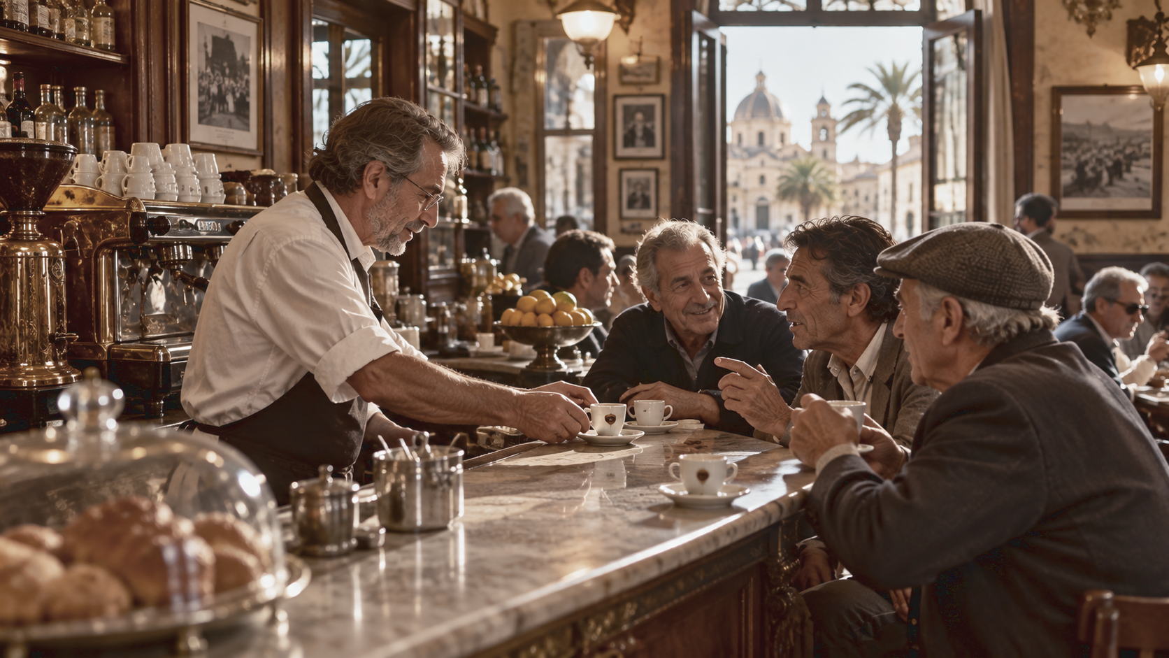 Un espresso dura pochi minuti. Il rito che lo accompagna appartiene a lunghi momenti sociali Un espresso dura pochi minuti. Il rito che lo accompagna appartiene a lunghi momenti sociali
